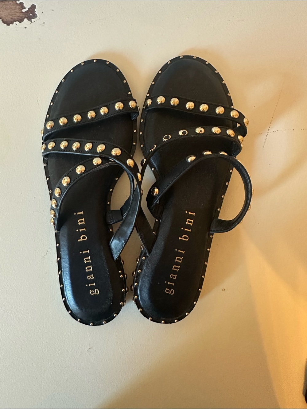 Gianni Bini Black Studded Strap Sandals